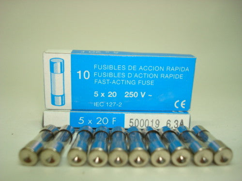 BUSS FUSIBLE MINI 250V CERAMICA ACCION RAPIDA 6.3A GDA-6.3A