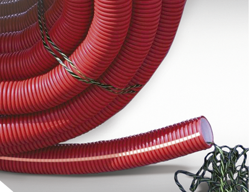 TUBO PAD CORRUGADO 2" ROJO ROLLO 100MTS