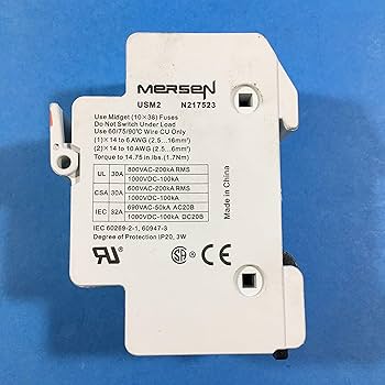 MERSEN PORTAFUSIBLE USM2 600V 30A MIDGET 10X38 2 POLOS