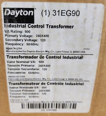 TRANSFORMADOR DE CONTROL 1F 300VA 480VAC/220VAC