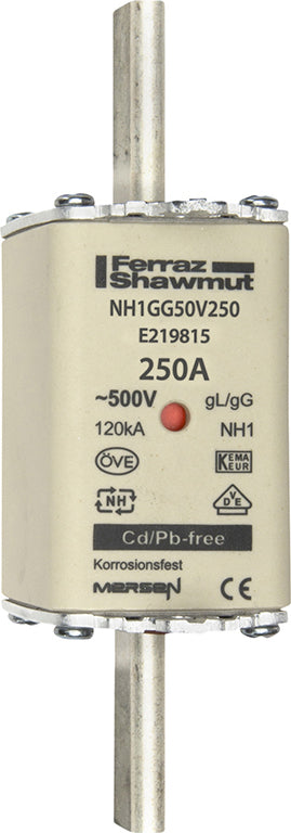 MERSEN FUSIBLE NH-SICH 1 250AMP 500V GG/GL E219815