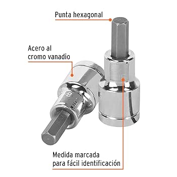 TRUPER DADO LARGO CUADRO 1/2  HEXAGONAL 13mm