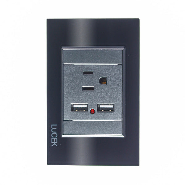 LUCEK PLACA CON 2 CONTACTOS Y 2 ENT CENTRAL