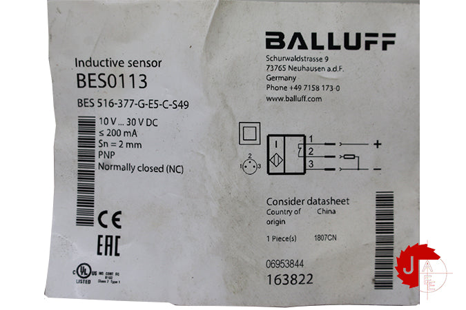 BALLUFF SENSOR INDUCTIVO M8x45 PNP NC RAS SN2mm ACERO FINO CONEC M8 3P