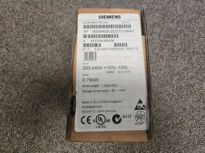 SIEMENS MICROMASTER 420 DRIVE 0.75KW 1HP 200-240VAC