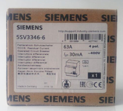 SIEMENS INTERRUPTOR DIFERENCIAL 4P 63A 30mA 400V