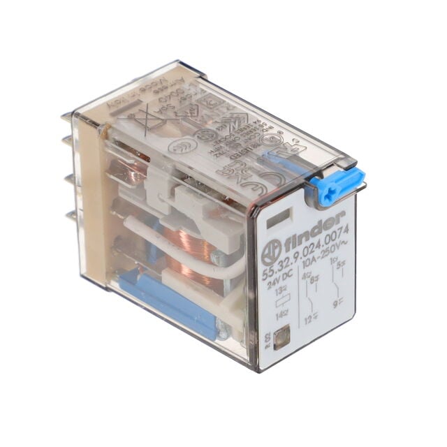 FINDER RELEVADOR DE POTENCIA DPDT 24 VDC 10 A SERIE 55 HEMBRA