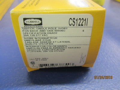 HUBBELL INTERR TOGGLE 2P 20A 120/277V MARFIL