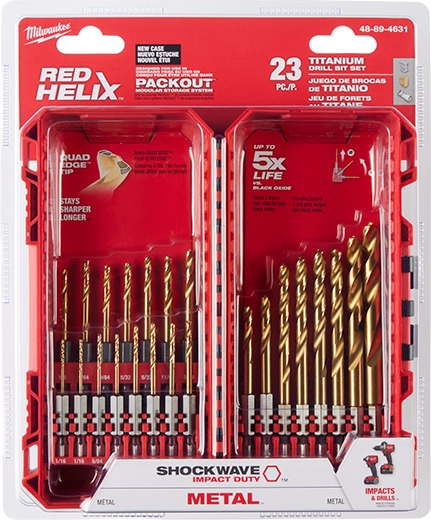 MILWAUKEE JUEGO DE BROCAS DE TITANIO SHOCKWAVE 23 PIEZA