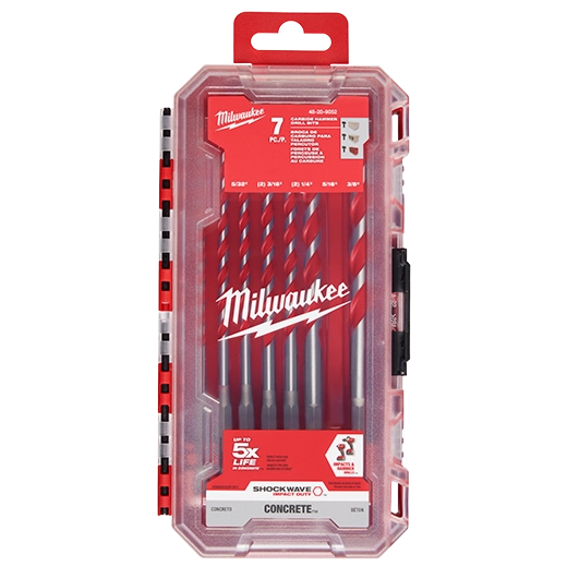 MILWAUKEE JUEGO DE 7 PIEZAS BROCAS CON PUNTA CARBURO P/CONCRETO