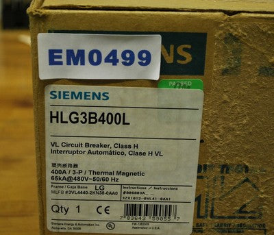 SIEMENS INTERRUPTOR 3P 400A CLASE H 65kA