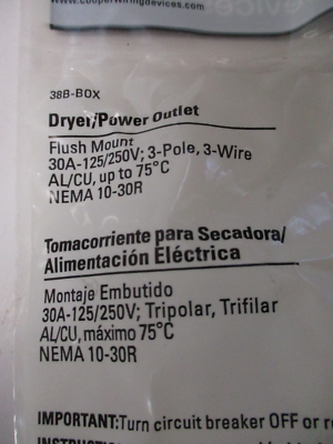 EAGLE TOMACORRIENTE P/SECADORA 3P 30A 125-250VAC