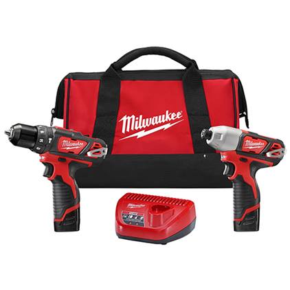 MILWAUKEE COMBO INALAMBRICO DE 2 HERRAMIENTAS ROTOMARTILLO 3/8 Y LLAVE DE IMPACTO DE 1/4 M12T CON CARBONES 12 VOLTIOS ION DE LITIO CON 2 BATERIAS CP 1.5 AMP + CARGADOR + MALETA DE ALMACENAJE