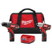 MILWAUKEE COMBO INALAMBRICO DE 2 HERRAMIENTAS ROTOMARTILLO 3/8 Y LLAVE DE IMPACTO DE 1/4 M12T CON CARBONES 12 VOLTIOS ION DE LITIO CON 2 BATERIAS CP 1.5 AMP + CARGADOR + MALETA DE ALMACENAJE