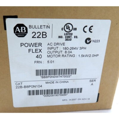 ALLEN-BRADLEY POWERFLEX 4 DRIVE 1.5KW 2HP 180-264VAC