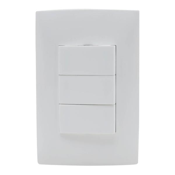 LEVITON BASICA PLACA 3 MODULOS SENCILLOS BLANCO