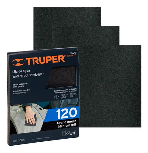 TRUPER LIJA DE AGUA GRANO 120 PAPEL IMPERMEABLE