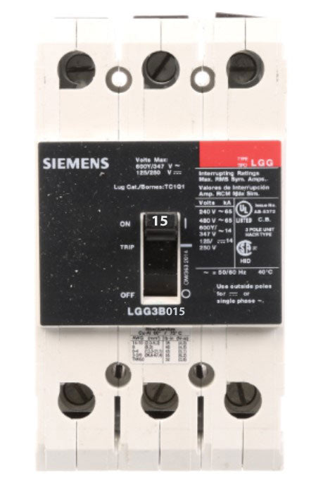 SIEMENS INT AUTM TERMOMAGNETICO LGG 3P 15A 480V 65KA