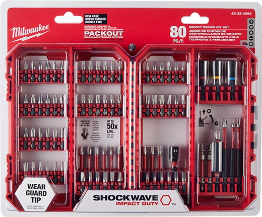 MILWAUKEE SET DE PUNTAS DE IMPACTO SHOCKWAVE DE 80 PIEZAS