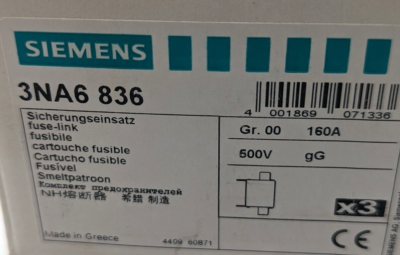 SIEMENS CARTUCHO FUSIBLE 25A GL-GG T 000 500V