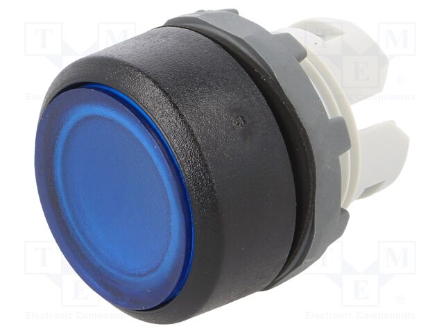 ABB MP1-11L BOTON PULSADOR AZUL MOMENTANEO ILUM. RASANTE AGREGAR LED/FOCO HOLDER Y BLOQUE DE CONTACTOS . SERIE MODULAR