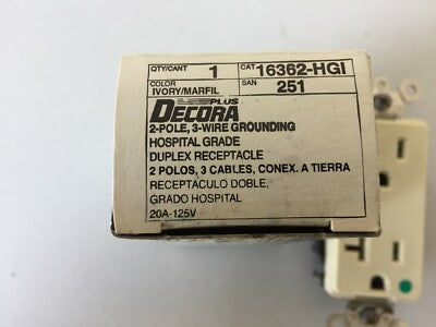 LEVITON CONTACTO DUPLEX GRADO HOSPITAL 20A 125VAC MARFIL
