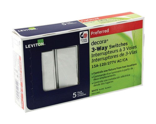 LEVITON DOS INTERRUPTORES DE PALANCA DE 3 VIAS 15A 120/277V BLANC
