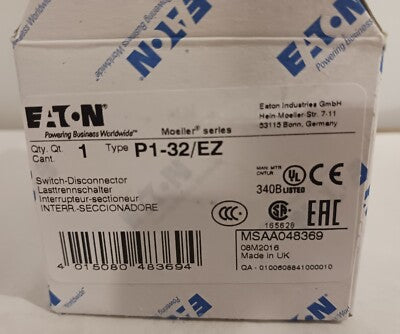 MOELLER  INTERRUPTOR DE ENCENDIDO Y APAGADO P1 32A