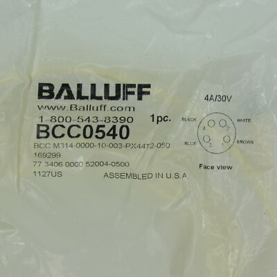 BALLUFF CABLE M8 4P HEMBRA 5MTS 4HILOS PUR CODIF-A