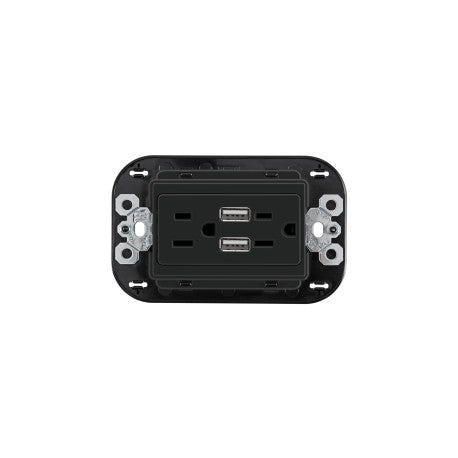 QUINZIÑO MX TOMACORRIENTE 2P+T 2 CARG USB 2.1ª NEGRO MATE