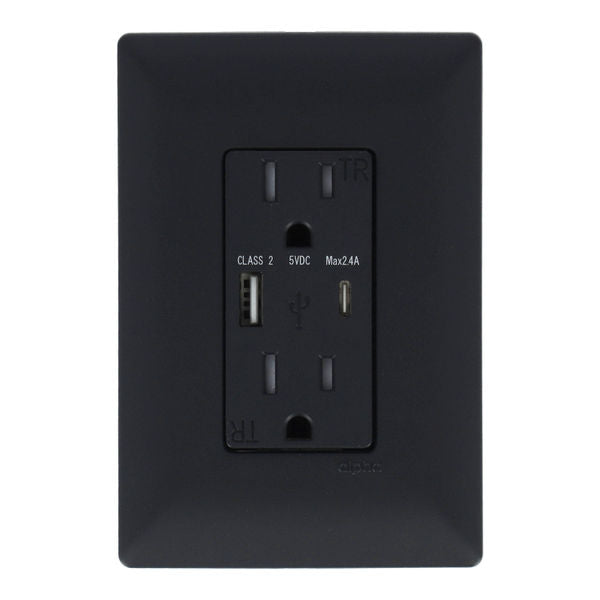 ALPHA CONTACTO DUPLEX 2P T 1 USB A 1 USB C CON PLACA BLANCA
