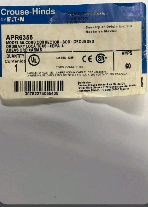 CROUSE HINDS RECEP C/TAPA DE RESORTE 100AMP 4H4P