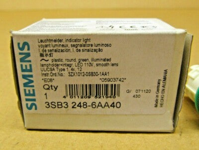 SIEMENS 3SB3 LAMP DE SEÑALIZACION VERDE 110V C-LED