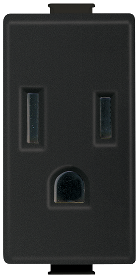 QUINZIÑO MX TOMA CORRIENTE 2P+T 15A 127-250V 1 MOD NEGRO MATE