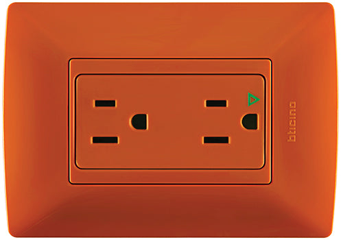 QUINZIÑO GO TOMACORRIENTE DUPLEX TIERRA AISL 15A 127V C/PLACA NARANJA