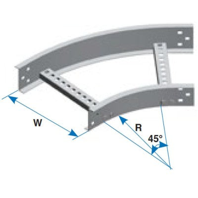CROSSLINE CURVA HOR 90 GRADOS 12" R8 FONDO SOLIDO