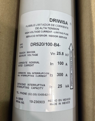 FUSIBLE LIMITADOR DE CORRIENTE DE 25.8KV 75amp