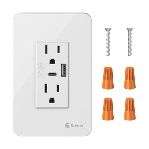 STEREN CONCATO DUPLEX Y CARGADOR USB/USB C C/PLACA