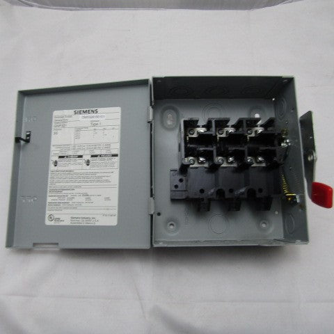 SIEMENS INTERRUPTOR DE SEGURIDAD 3X30A 240VAC S/PORTAFUS IBLE