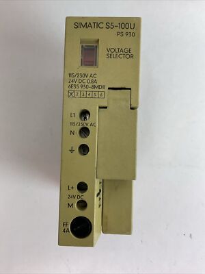 SIEMENS S5 POWER SUPPLY 930 FOR S5 100U 1A 24VDC