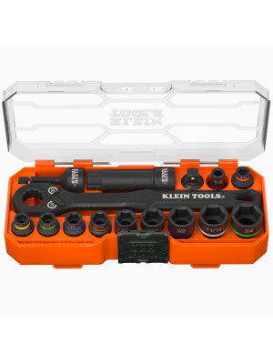 KLEIN JUEGO DE LLAVE Y PORTADADO 3/8" 20 PIEZAS