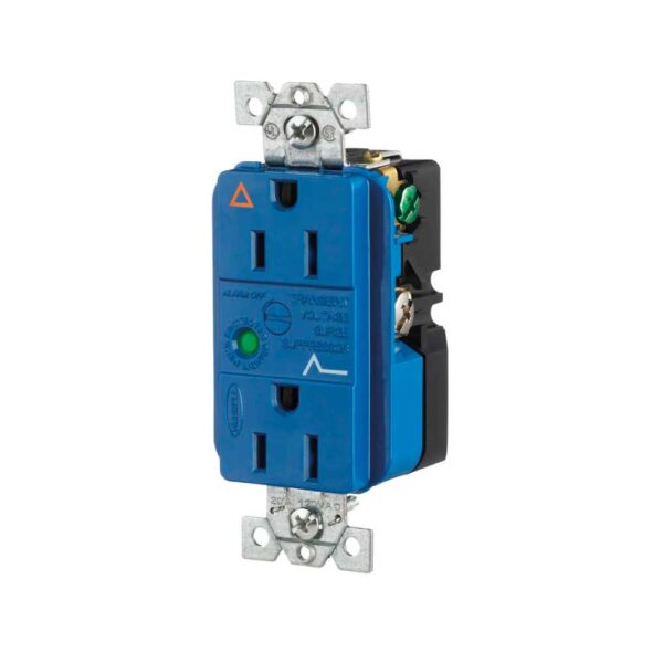 HUBBELL RECEP DPLX TA-TVSS 2P 3H 15A 125V AZUL