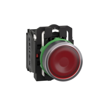 TELEMEC BOTON ILUM ROJO1NA+1NC+LED 120VAC -COMP PLAST