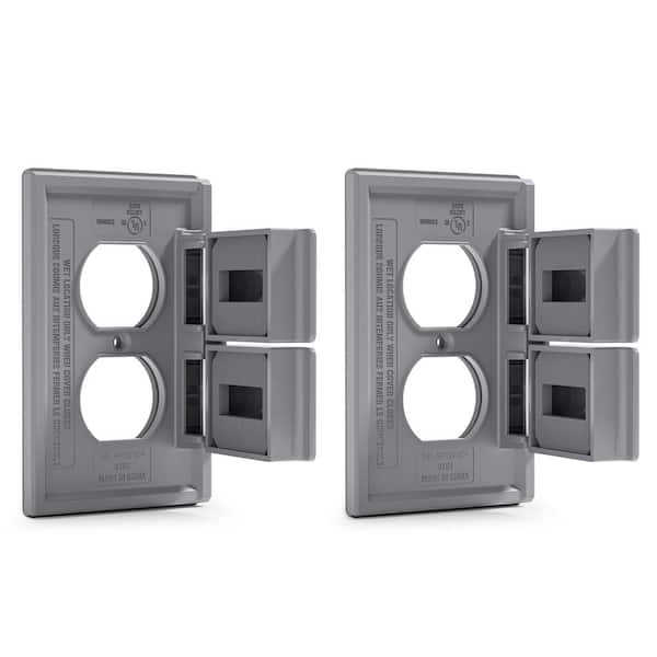 LEVITON PLACA GRIS P/CONTACTO DUPLEX VERTICAL INTERPERIE