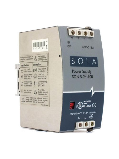 SOLA HD SDN 5-24-100 POWER SUPPLY 85-132VAC/24VDC 5A 120W