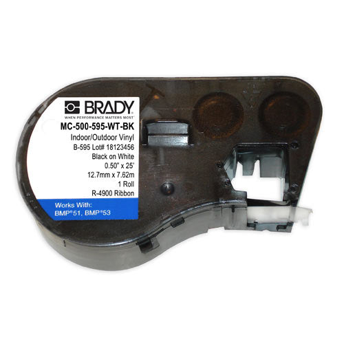 BRADY ETIQUETA VINILO 0.5INX25FT PARA BMP41/51/53 BLANCO