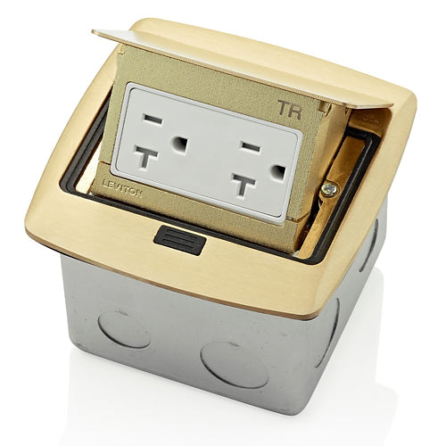 LEVITON CAJA DE PISO C/RECEP TAMPER-RESISTANT 20A COLOR LATON