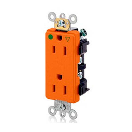 LEVITON RECEP DPLX GRADO HOSPITAL 15A 125V 2P3H NARANJA