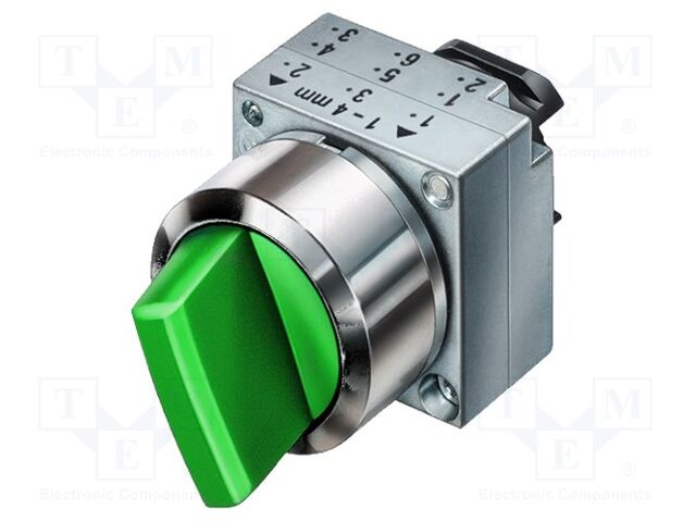 SIEMENS 3SB3 BOTON SELECT. 3POS METAL ILUM. VERDE