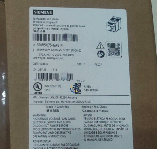 SIEMENS ARRANCADOR ELECTR 200-480V 370A AC 110-250V